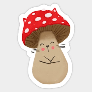 Happy Mushroom Cat Sticker